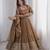 Brown sequins embroidery work gown with pant & dupatta