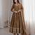 Brown sequins embroidery work gown with pant & dupatta