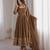 Brown sequins embroidery work gown with pant & dupatta