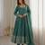 Sea green sequins embroidery work gown with pant & dupatta