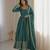 Sea green sequins embroidery work gown with pant & dupatta
