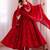 Red designer sequins & mirror work roman silk anarkali set
