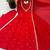 Red designer sequins & mirror work roman silk anarkali set