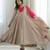 Light grey designer sequins & mirror work roman silk anarkali set