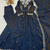 Navy blue beads & sequins embroidered vichitra silk gown set