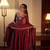 Maroon beads & sequins embroidered vichitra silk gown set