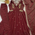 Maroon beads & sequins embroidered vichitra silk gown set