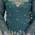 Teal blue sequins embroidered crunchy silk kurta palazzo set