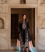 Black embroidery work satin kurta with pant & dupatta