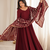 Maroon roman chanderi gown with pant & heavy zari work dupatta