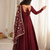Maroon roman chanderi gown with pant & heavy zari work dupatta