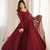 Maroon roman chanderi gown with pant & heavy zari work dupatta