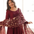 Maroon roman chanderi gown with pant & heavy zari work dupatta