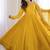 Yellow roman chanderi gown with pant & heavy zari work dupatta