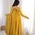 Yellow roman chanderi gown with pant & heavy zari work dupatta