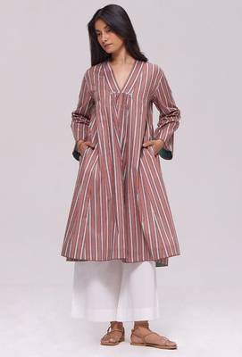 Brown stripe cotton kurta 3