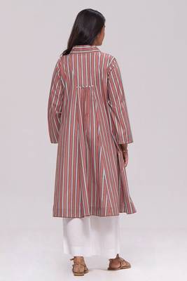 Brown stripe cotton kurta 4
