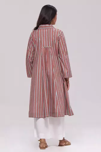 Brown stripe cotton kurta