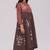 Rust and warm cocoa floral kurta with stripe bottom set