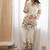 White cotton floral printed kurti & pant set