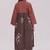 Rust and warm cocoa floral kurta with stripe bottom set