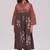 Rust and warm cocoa floral kurta with stripe bottom set