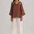 Cocoa brown embroidered mul-mul tunic