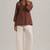 Cocoa brown embroidered mul-mul tunic