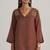 Cocoa brown embroidered mul-mul tunic