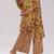 Mustard and brick red floral kurta and stripe bottom set
