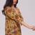 Mustard and brick red floral kurta and stripe bottom set