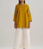 Mustard mul-mul embroidered tunic