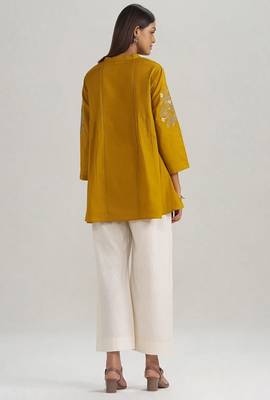 Mustard mul-mul embroidered tunic 3