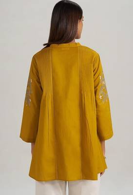 Mustard mul-mul embroidered tunic 4