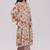 Vintage beige and rose floral print kurta and stripe bottom set