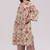 Vintage beige and rose floral print kurta and stripe bottom set