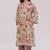 Vintage beige and rose floral print kurta and stripe bottom set
