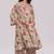 Vintage beige and rose floral print kurta and stripe bottom set