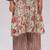 Vintage beige and rose floral print kurta and stripe bottom set