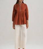 Rust embroidered mul-mul tunic