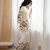 White cotton floral printed kurti & pant set