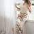 White cotton floral printed kurti & pant set