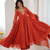 Orange embroiderey work georgette kurta set