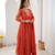 Orange embroiderey work georgette kurta set