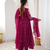 Purple embroiderey work georgette kurta set
