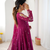 Purple embroiderey work georgette kurta set