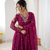 Purple embroiderey work georgette kurta set