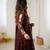 Dark brown embroiderey work georgette kurta set