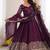 Purple sequins & coding work fendi silk gown set