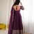 Purple sequins & coding work fendi silk gown set